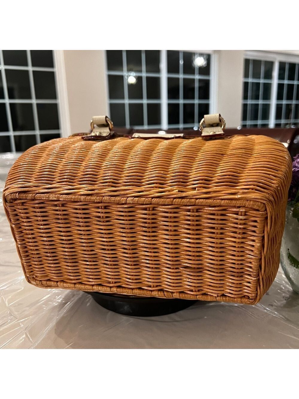 Vintage Kate Spade New York Wicker Basket Bag – Early 2000s Floral Lined - Picture 10 of 11